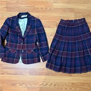 Pendleton Navy and Burgundy Plaid Wool Jacket